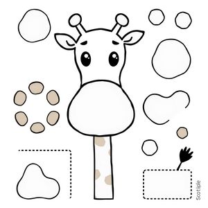 Szablony do wycięcia (głowa, łatki, rogi, ogonek, podstawa)