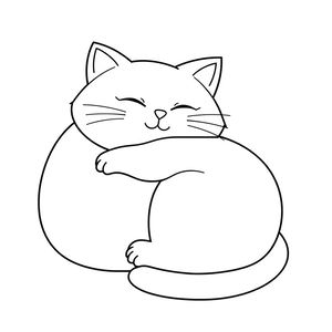 Kolorowanka — śpiący kotek