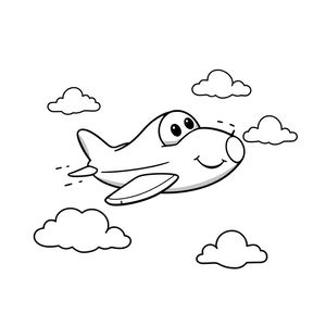 Kolorowanka: samolot i chmury