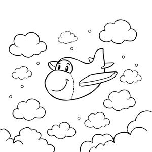 Kolorowanka: samolot i chmury