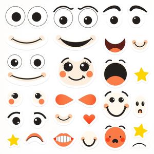 Arkusz naklejek — oczy i usta