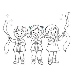 Kolorowanka — Tańczące wstążki