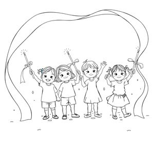 Kolorowanka — Tańczące wstążki