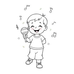 Kolorowanka: Maluch tańczy z grzechotką