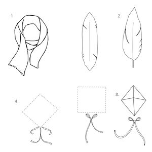 Szablony: chusteczki, piórka, latawiec — drukowalne