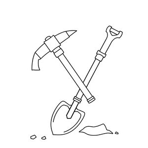 Kolorowanka: kilof i narzędzia