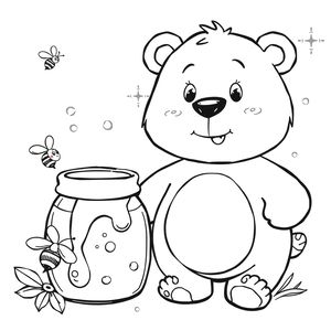 Kolorowanka: Miś i słoik miodu
