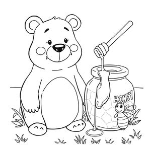 Kolorowanka: Miś i słoik miodu
