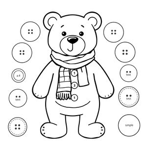 Szablon misia do ubierania (apaszki, guziki)