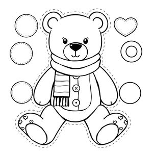 Szablon misia do ubierania (apaszki, guziki)