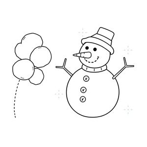 Kolorowanka — Bałwanek z waty (kontur)