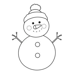 Kolorowanka — Bałwanek z waty (kontur)