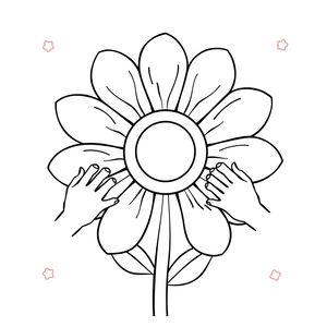 Kolorowanka: Kwiat i rączki