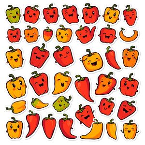 Arkusz naklejek / pieczątek papryczek