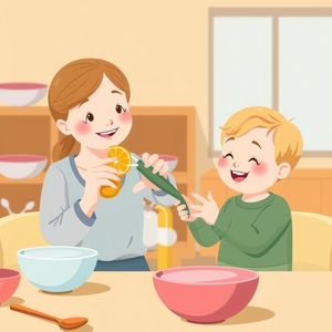 Demonstrujący opiekun z ręcznym wyciskaczem