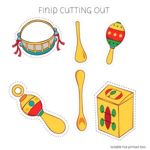 Ilustracje instrumentów perkusyjnych — zestaw do wycięcia