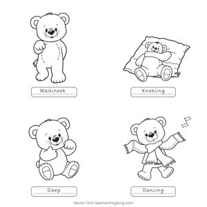 Kolorowanka: Pluszowy miś — sceny ruchowe