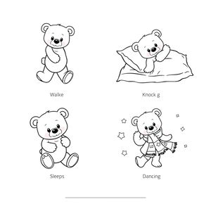 Kolorowanka: Pluszowy miś — sceny ruchowe