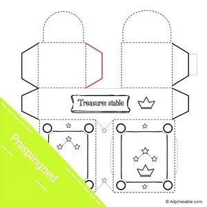 Szablon/Prostokąt: Pudełko "skarbiec/stajenka" do dekoracji