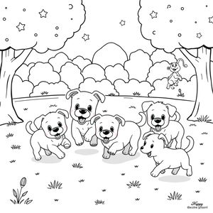 Kolorowanka: Biegające pieski