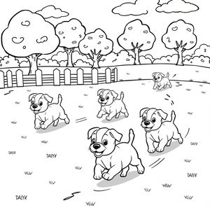 Kolorowanka: Biegające pieski