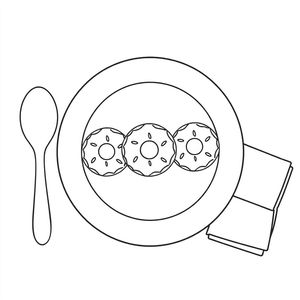 Kolorowanka: talerzyk z pączkami