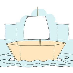 Szablon kartonowej łódki do składania i dekoracji