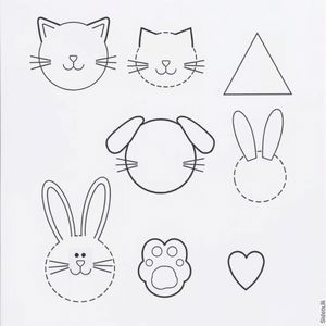 Szablony wycięć — głowy, uszy, łapki, ogony