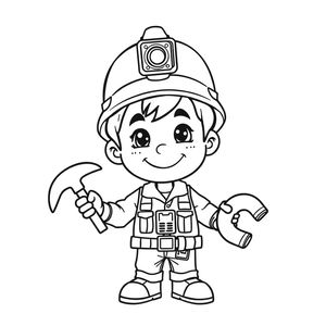 Kolorowanka: wesoły górnik z hełmem i latarką