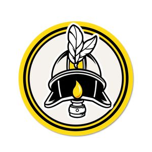 Naklejka / ikonka: symbol Barbórki — hełm z piórkiem