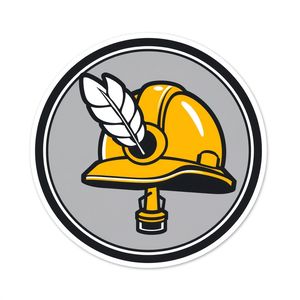 Naklejka / ikonka: symbol Barbórki — hełm z piórkiem