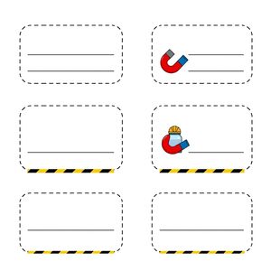 Szablony etykiet: pudełko 'kopalnia' i pojemniki