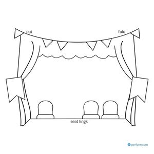 Wzory rekwizytów — scena z kartonu i chustki