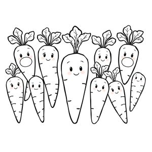 Kolorowanka: marchewka z pustą buzią