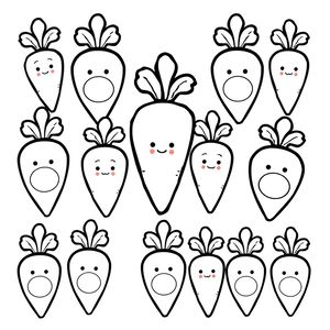 Kolorowanka: marchewka z pustą buzią