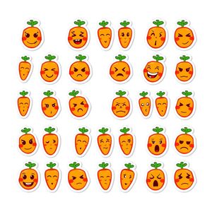 Naklejki marchewki — zestaw ikon emocji (szablon)