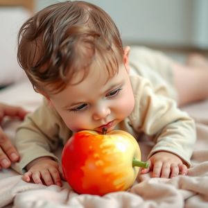 Tummy-time z jabłkiem - zdjęcie instruktażowe