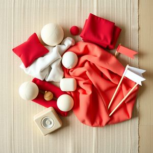 Zdjęcie detali rekwizytów — chusteczki, wstążki, piłeczki