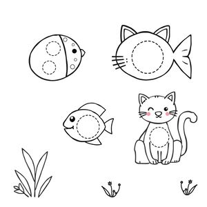 Kolorowanka — Kropkowe zwierzątka