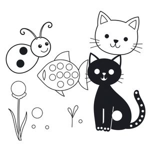 Kolorowanka — Kropkowe zwierzątka