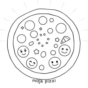 Kolorowanka: Pizza emocji (czarno-biała)