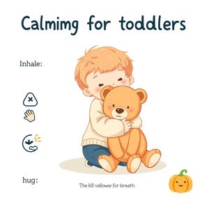 Plakat uspokojenia: Oddechy i przytulanie misia