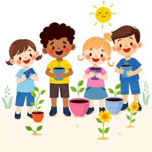Plakat "Mały ekolog" z dziećmi i roślinkami