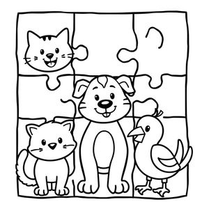 Kolorowanka — puzzle i zwierzątka