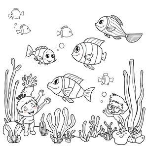 Kolorowanka — rybki i rafa