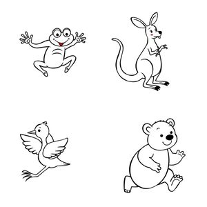 Karty "Zwierzęta z książek" (kolorowanki)