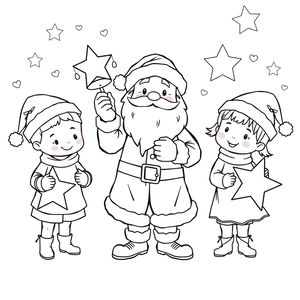 Kolorowanka: Mikołaj z dzwoneczkiem