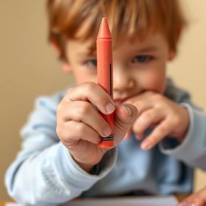 Zbliżenie dłoni: poprawny chwyt kredki