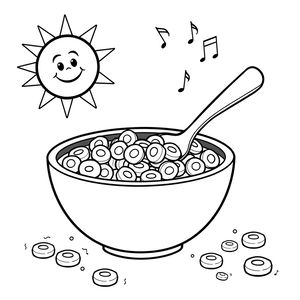 Kolorowanka: Płatki śniadaniowe i miseczka