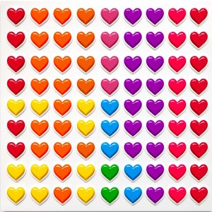 Arkusz naklejek: kolorowe serduszka